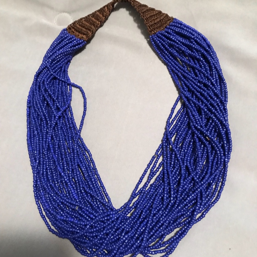 Cobalt blue beaded necklace